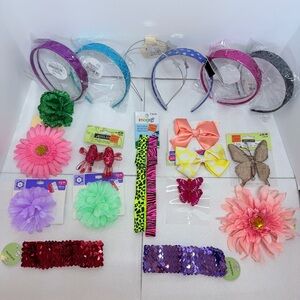 Girls Hair Accessories Bundle | Headbands, Bows, Flowers, Sequins | Large Lot